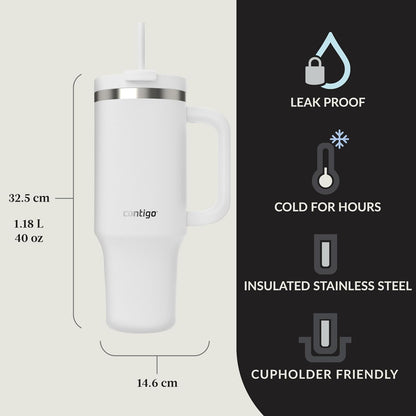 Streeterville 40oz Tumbler, Stainless Steel Vacuum Insulated, Leak-Proof, Cold for 29 Hours, Reef