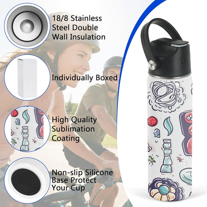 Sublimation Sports Water Bottle Blanks, 22 oz Sublimation Tumblers Bulk, Stainless Steel Insulated Tumblers with Leak Proof Lid and Portable Handle, Individually Boxed (8 Pack)