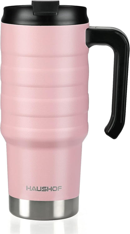 24 oz Travel Mug with Handle, Stainless Steel Vacuum Insulated Coffee, Double Wall Travel Mugs with Leakproof Lid, BPA Free