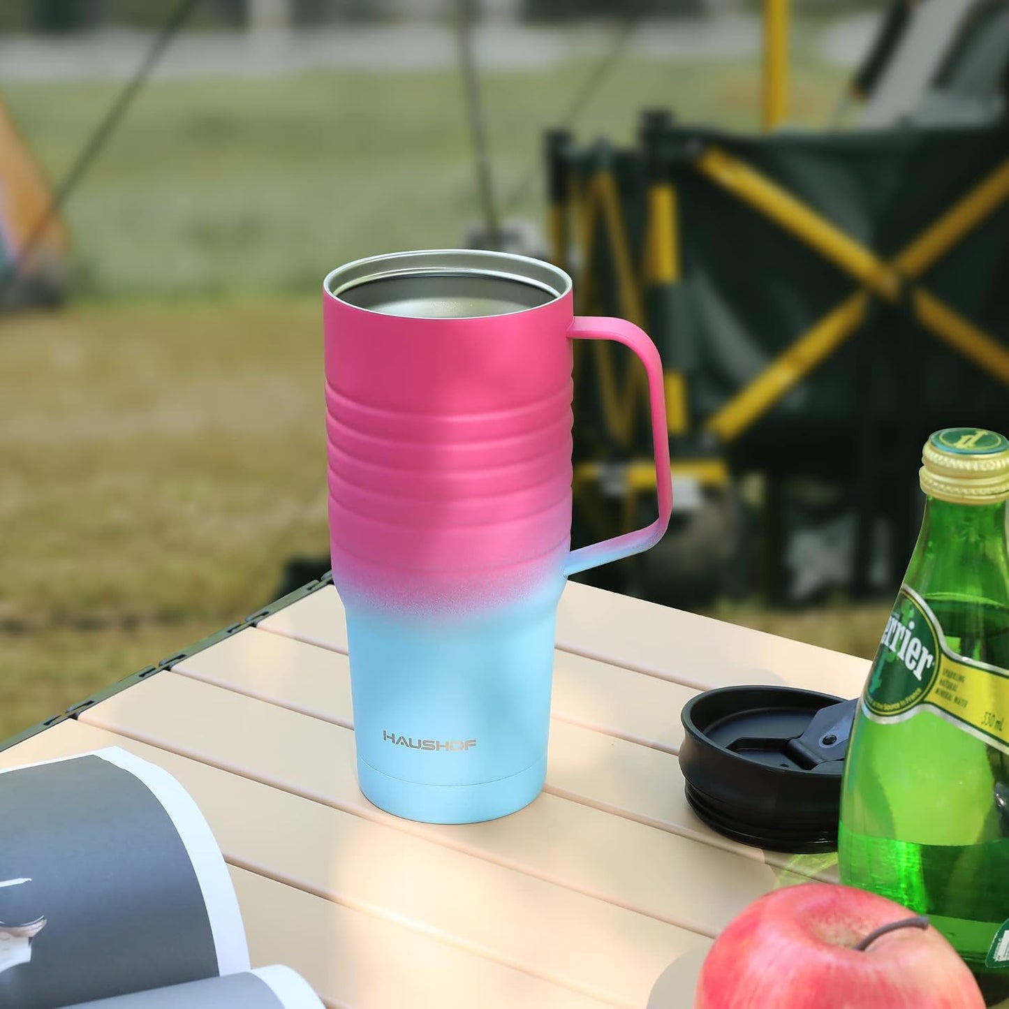 24 oz Travel Mug with Handle, Stainless Steel Vacuum Insulated Coffee, Double Wall Travel Mugs with Leakproof Lid, BPA Free