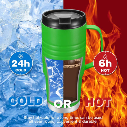 24 oz Travel Mug with Handle, Stainless Steel Vacuum Insulated Coffee, Double Wall Travel Mugs with Leakproof Lid, BPA Free