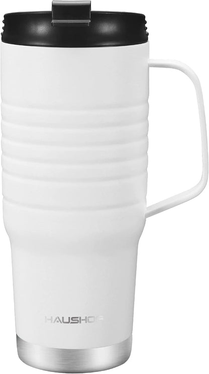 24 oz Travel Mug with Handle, Stainless Steel Vacuum Insulated Coffee, Double Wall Travel Mugs with Leakproof Lid, BPA Free