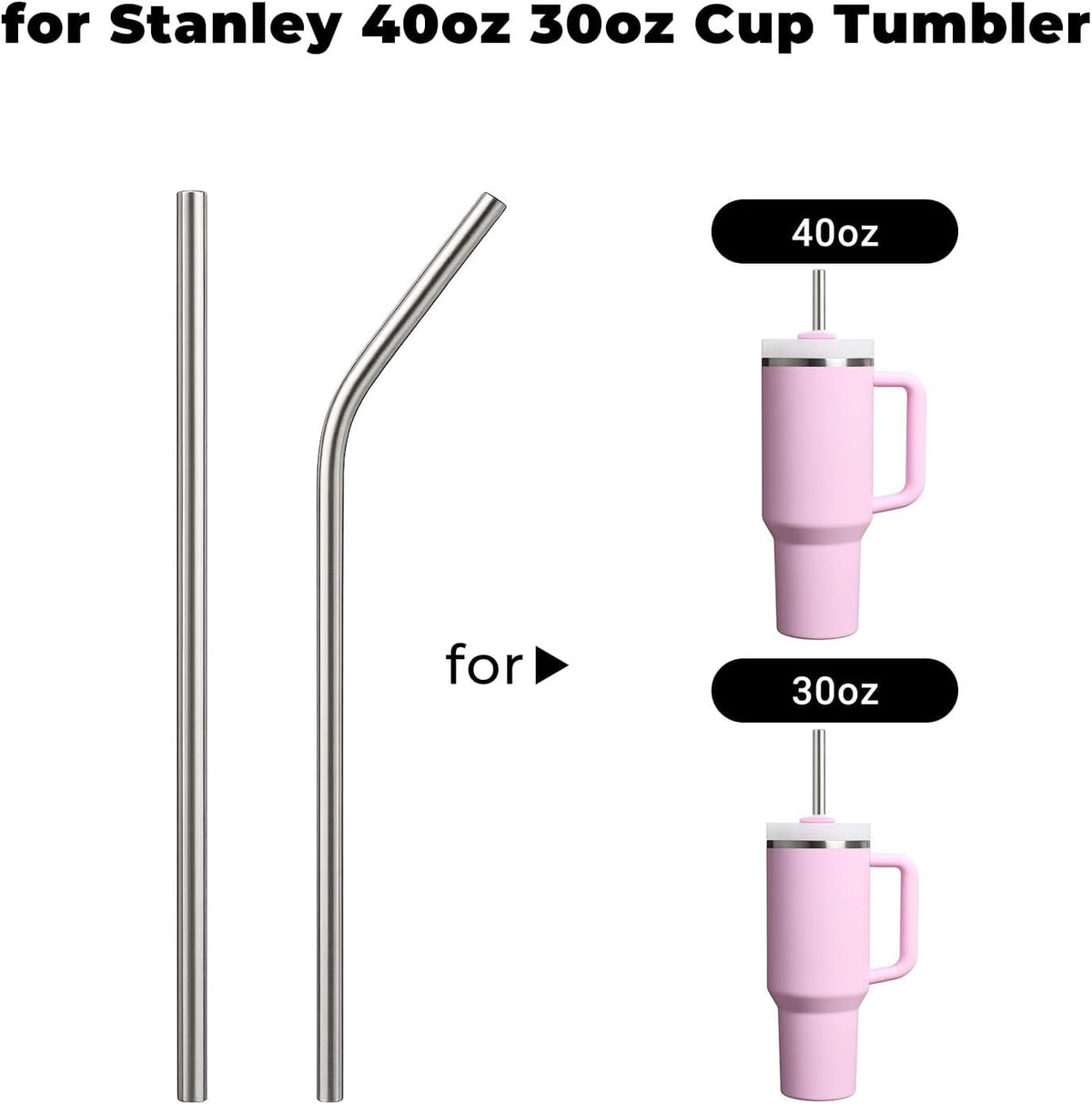 6 Pack Stainless Steel Straw for Stanley 40 oz 30 oz Tumbler
