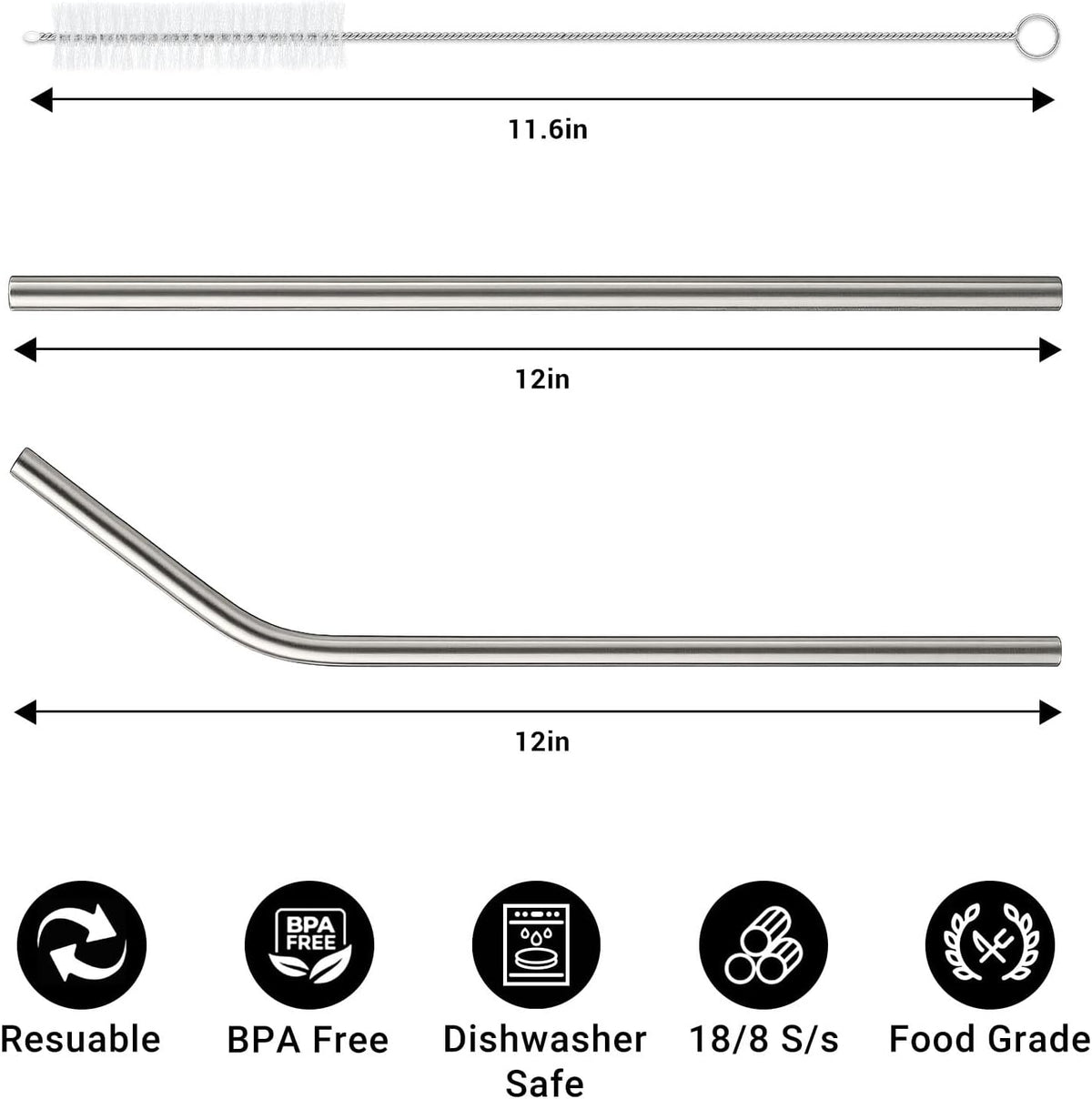 6 Pack Stainless Steel Straw for Stanley 40 oz 30 oz Tumbler
