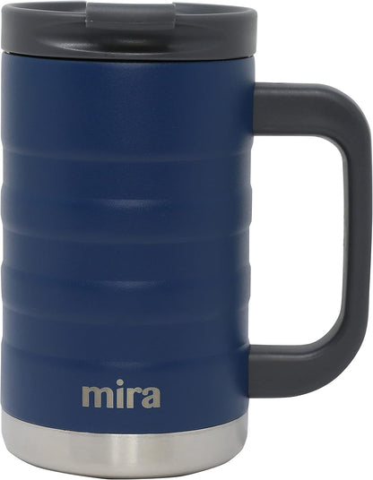 14 oz Insulated Coffee Mug with Handle - Stainless Steel Thermo with Secure Lid - Hot & Cold Cup - Slate Gray