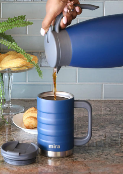 14 oz Insulated Coffee Mug with Handle - Stainless Steel Thermo with Secure Lid - Hot & Cold Cup - Slate Gray