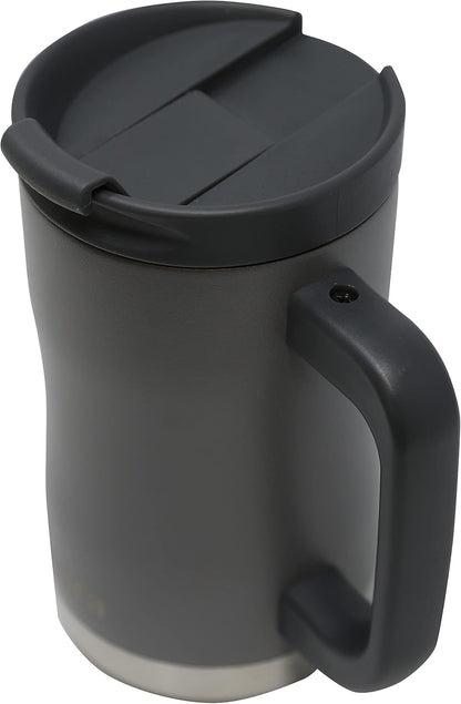 14 oz Insulated Coffee Mug with Handle - Stainless Steel Thermo with Secure Lid - Hot & Cold Cup - Slate Gray