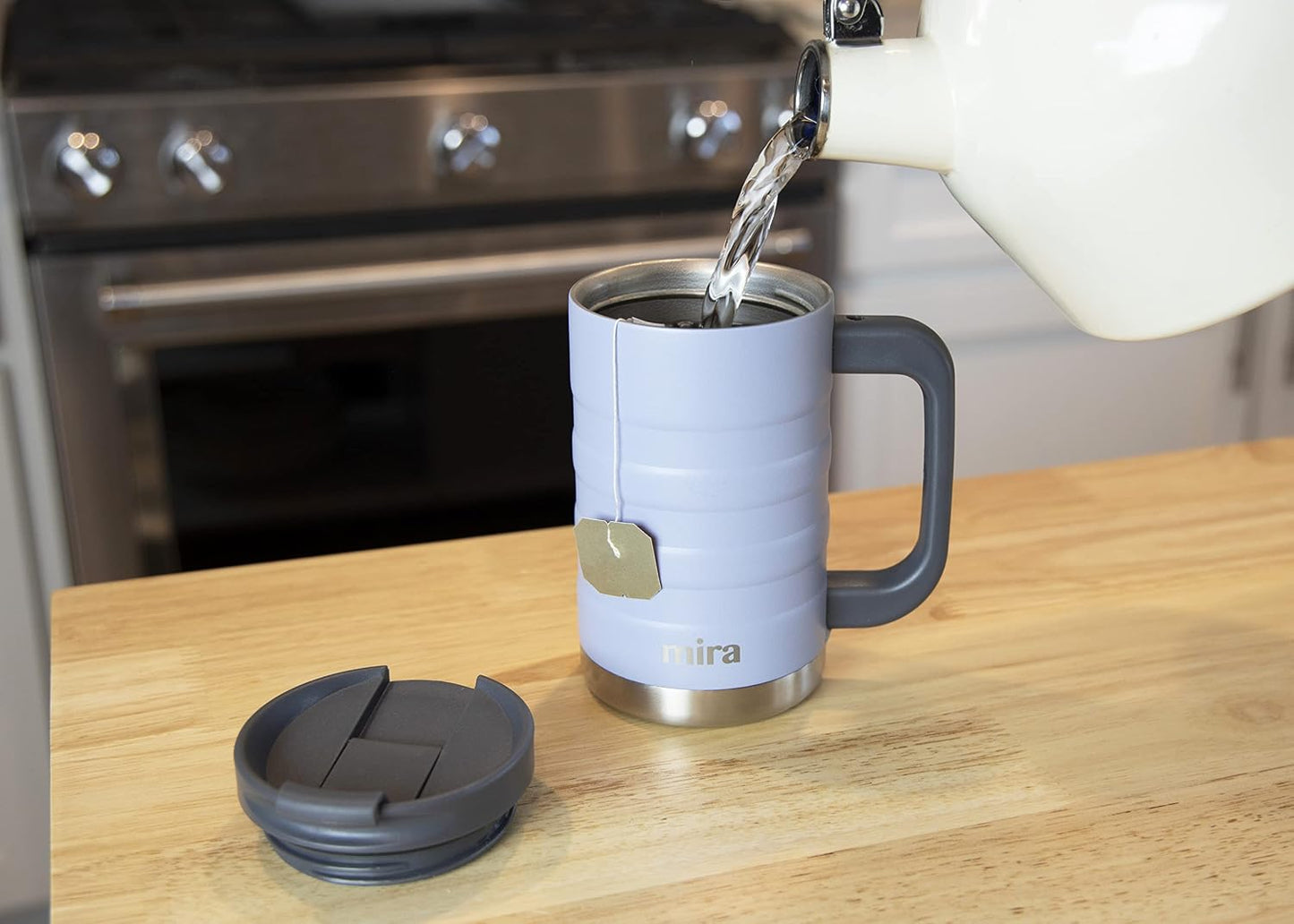 14 oz Insulated Coffee Mug with Handle - Stainless Steel Thermo with Secure Lid - Hot & Cold Cup - Slate Gray