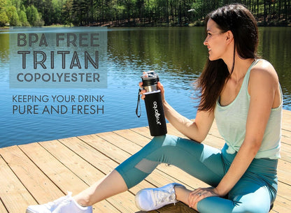 AquaFrut 24 OZ Bottom Loading Fruit Infuser Water Bottle, BPA-Free Tritan