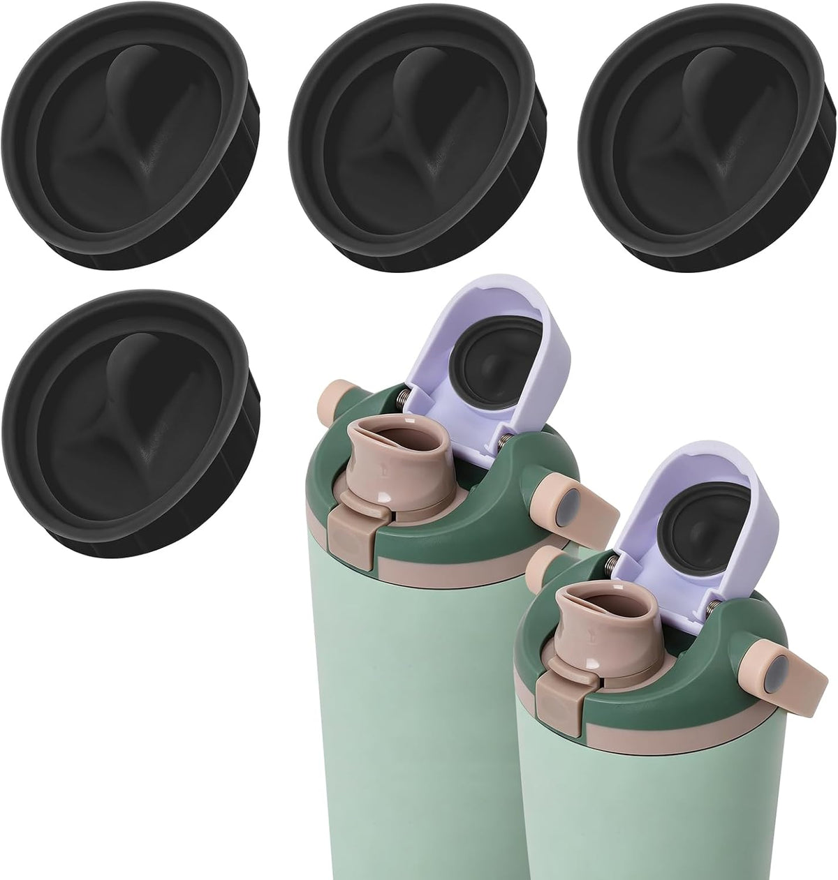4PCS Replacement Stopper Compatible with Owala FreeSip Sway 30oz 40oz, Silicone Seal Cap Stopper for Owala FreeSip Tumbler 40oz, Water Bottle Cap Gasket Plug Accessories Replacement Parts, Grey