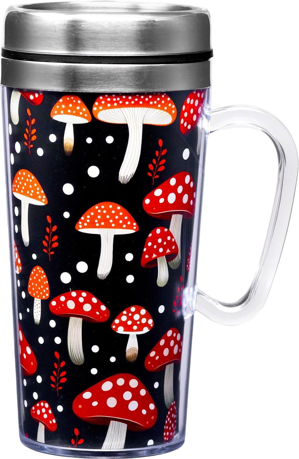 Insulated Travel Mug, 14oz - Double Wall Stainless & Acrylic Drink Cup with Twist Top Lid & Handle - Horse