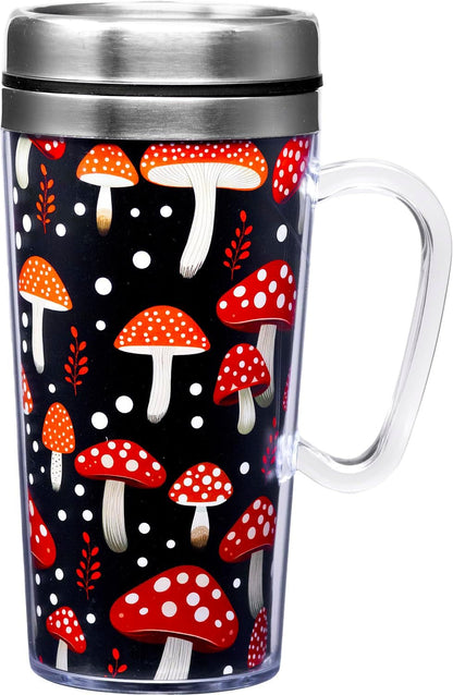 Insulated Travel Mug, 14oz - Double Wall Stainless & Acrylic Drink Cup with Twist Top Lid & Handle - Horse