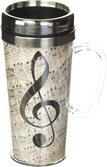 Insulated Travel Mug, 14oz - Double Wall Stainless & Acrylic Drink Cup with Twist Top Lid & Handle - Horse