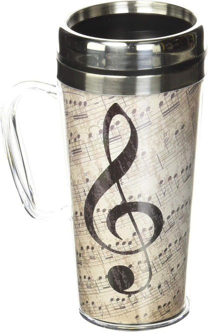 Insulated Travel Mug, 14oz - Double Wall Stainless & Acrylic Drink Cup with Twist Top Lid & Handle - Horse