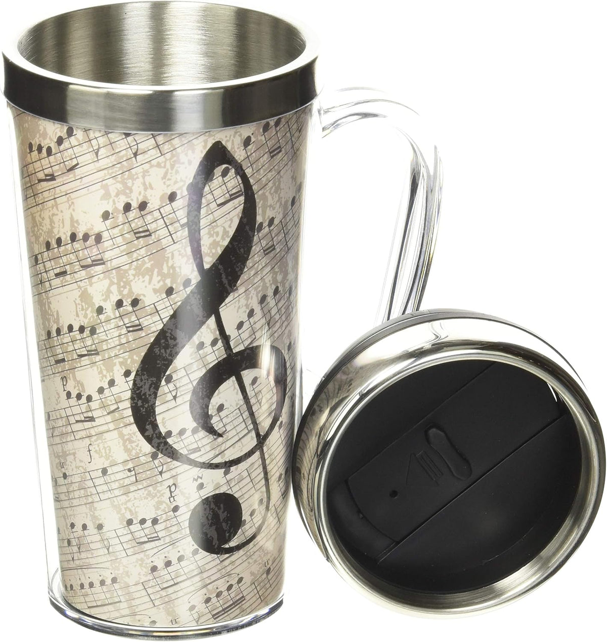 Insulated Travel Mug, 14oz - Double Wall Stainless & Acrylic Drink Cup with Twist Top Lid & Handle - Horse