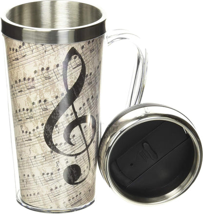 Insulated Travel Mug, 14oz - Double Wall Stainless & Acrylic Drink Cup with Twist Top Lid & Handle - Horse