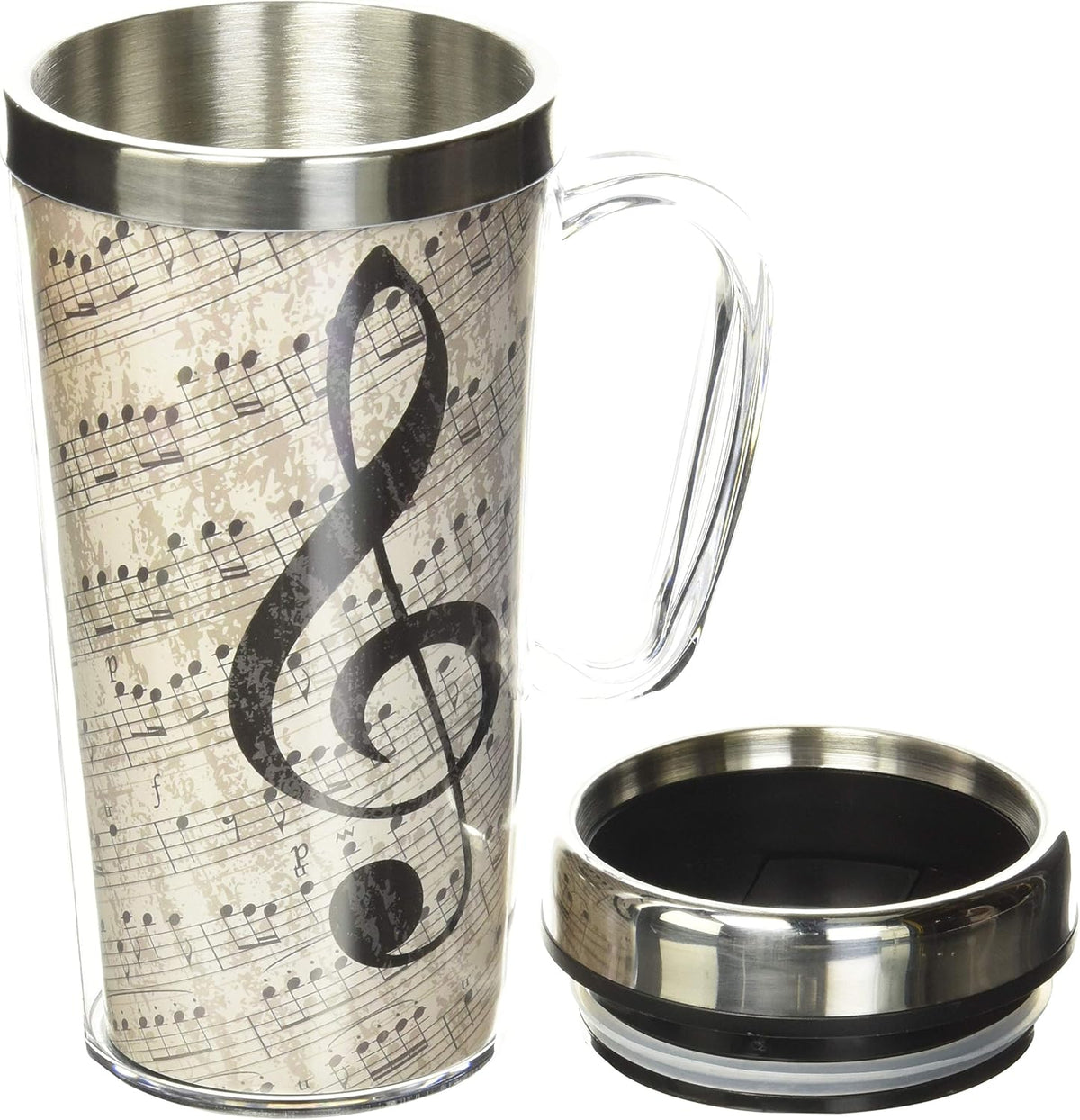 Insulated Travel Mug, 14oz - Double Wall Stainless & Acrylic Drink Cup with Twist Top Lid & Handle - Horse