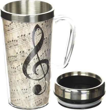 Insulated Travel Mug, 14oz - Double Wall Stainless & Acrylic Drink Cup with Twist Top Lid & Handle - Horse