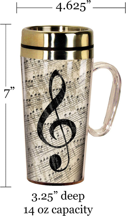 Insulated Travel Mug, 14oz - Double Wall Stainless & Acrylic Drink Cup with Twist Top Lid & Handle - Horse