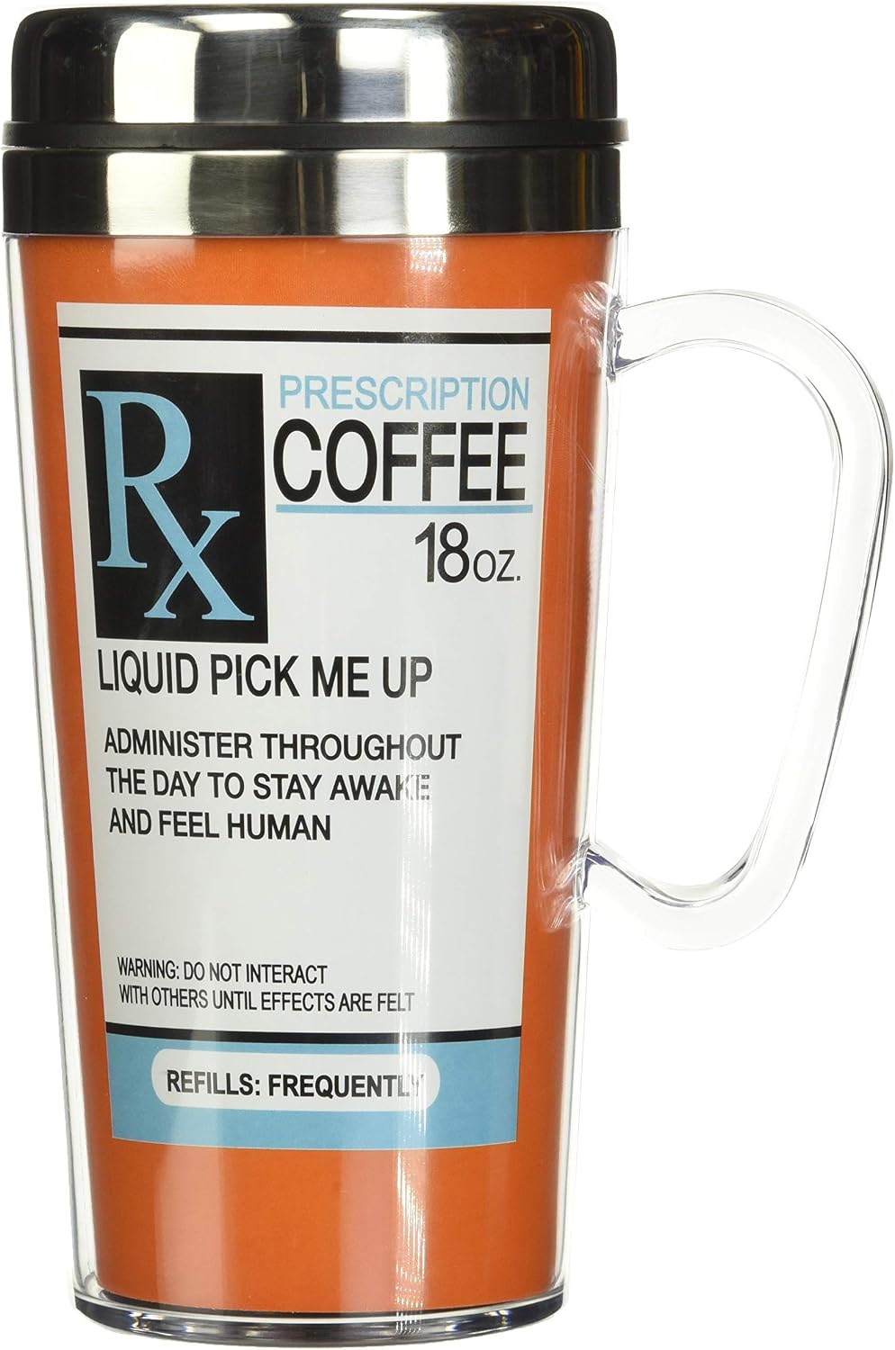 Insulated Travel Mug, 14oz - Double Wall Stainless & Acrylic Drink Cup with Twist Top Lid & Handle - Horse