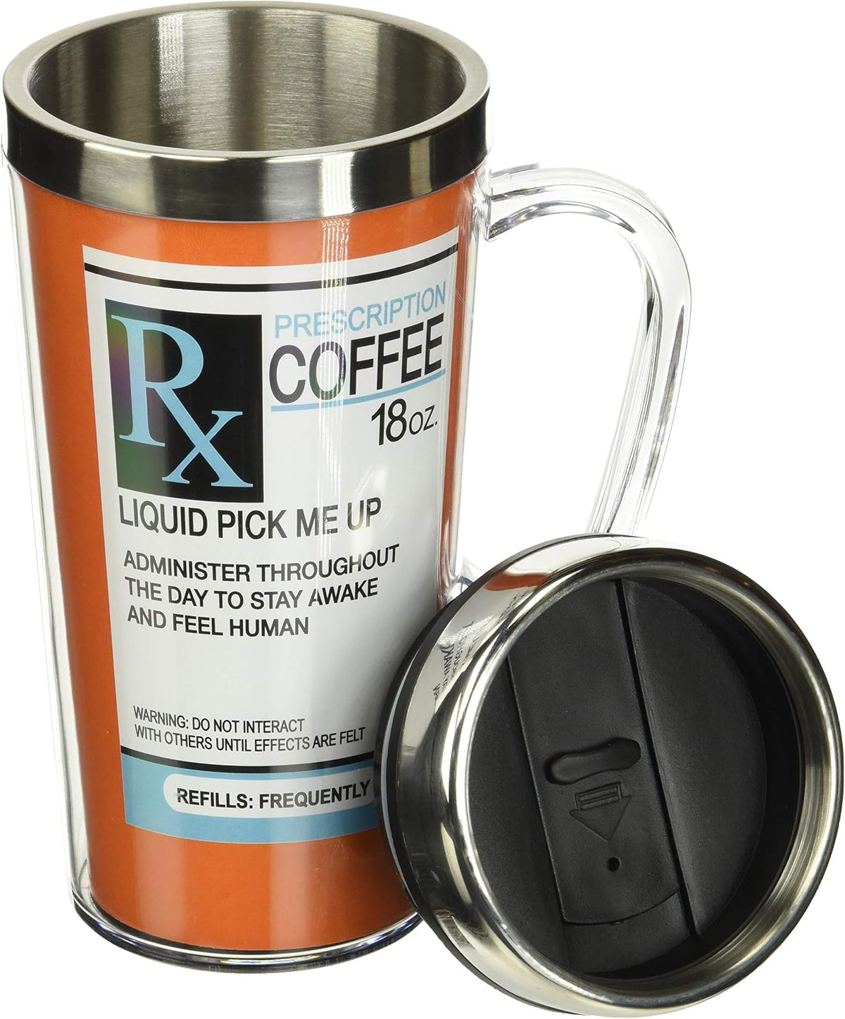 Insulated Travel Mug, 14oz - Double Wall Stainless & Acrylic Drink Cup with Twist Top Lid & Handle - Horse