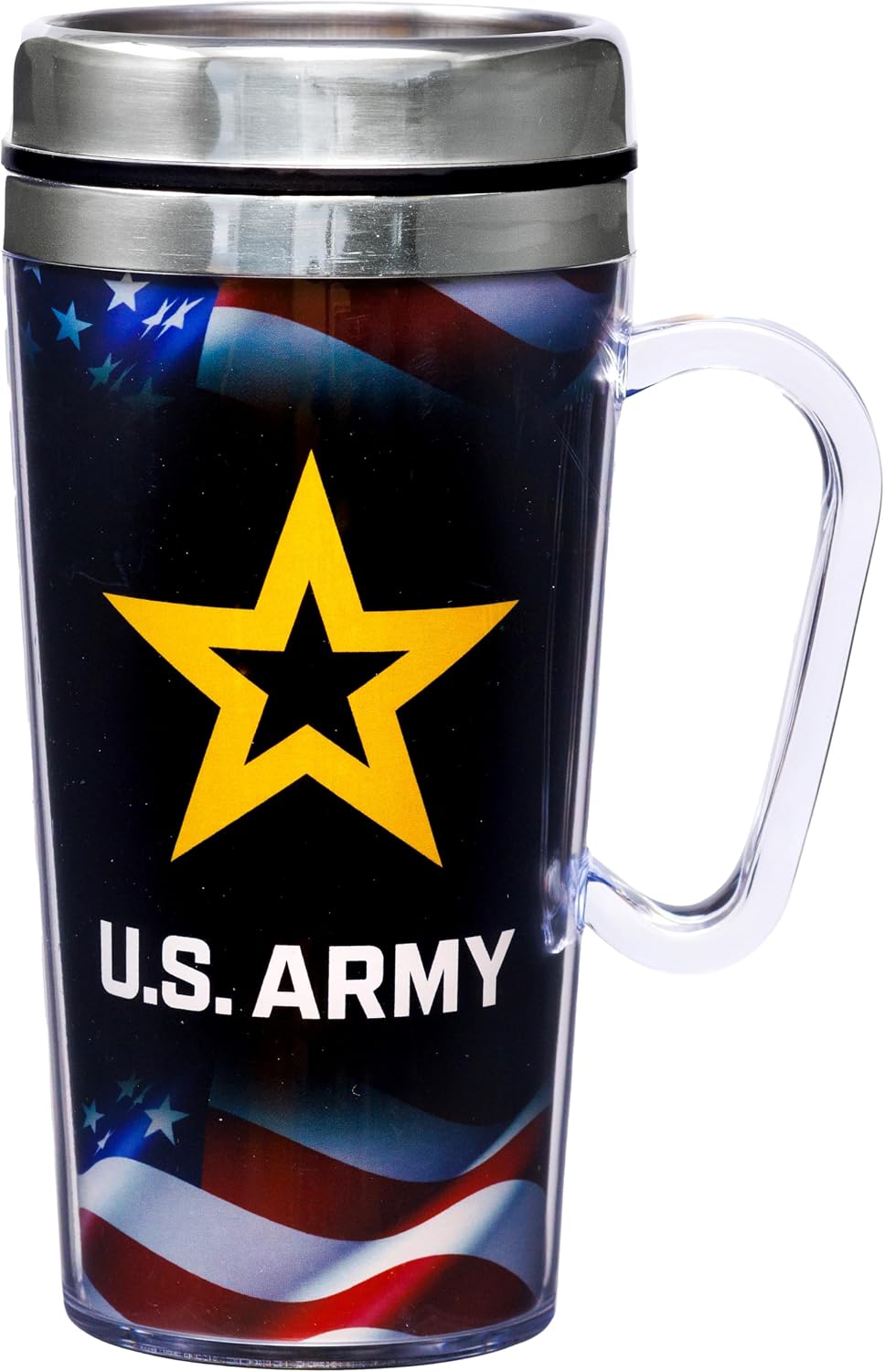 Insulated Travel Mug, 14oz - Double Wall Stainless & Acrylic Drink Cup with Twist Top Lid & Handle - Horse