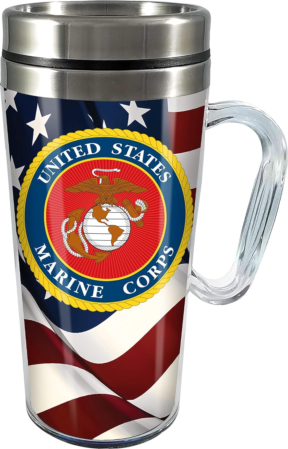 Insulated Travel Mug, 14oz - Double Wall Stainless & Acrylic Drink Cup with Twist Top Lid & Handle - Horse