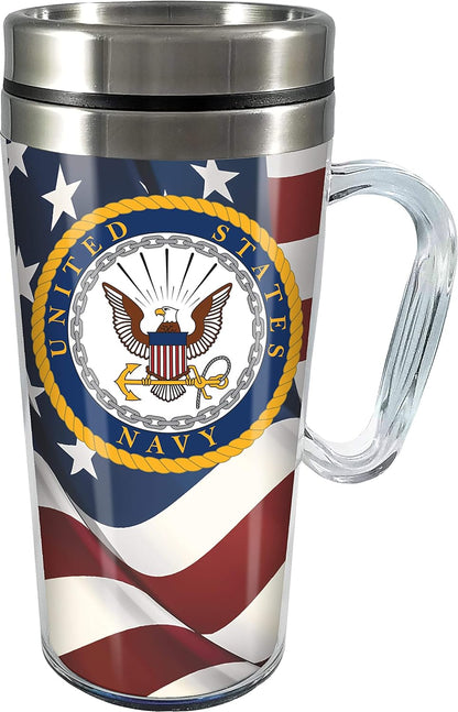 Insulated Travel Mug, 14oz - Double Wall Stainless & Acrylic Drink Cup with Twist Top Lid & Handle - Horse