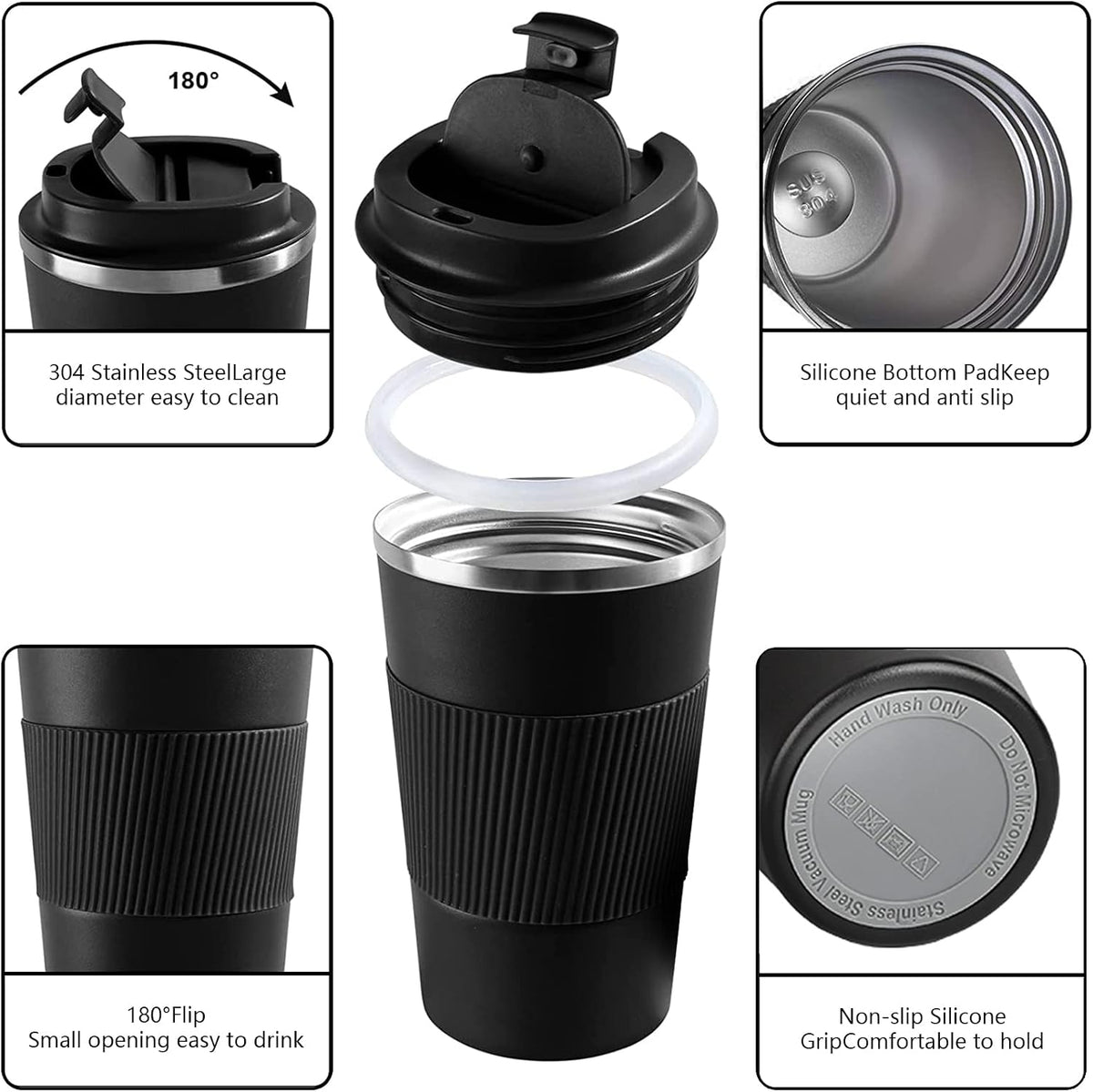 Insulated Travel Coffee Mug, Stainless Steel Coffee Cup with Leakproof Lid