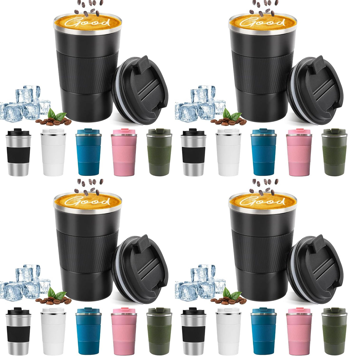 Insulated Travel Coffee Mug, Stainless Steel Coffee Cup with Leakproof Lid