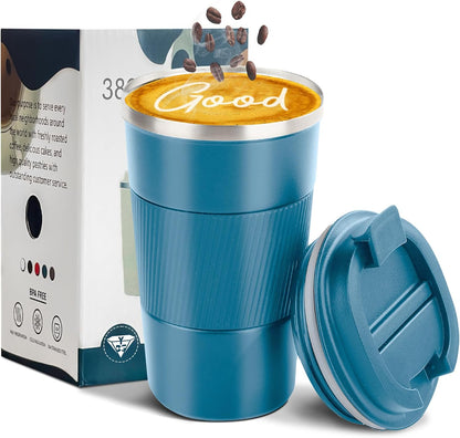 Insulated Travel Coffee Mug, Stainless Steel Coffee Cup with Leakproof Lid