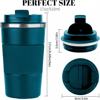 Insulated Travel Coffee Mug, Stainless Steel Coffee Cup with Leakproof Lid