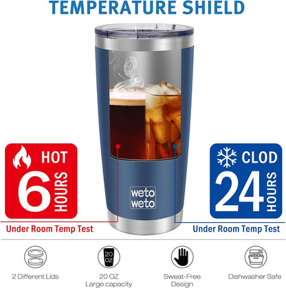20oz Tumbler, Stainless Steel Vacuum Insulated Coffee Travel Mug, Double Wall Powder Coated Insulated Coffee Mug Travel Mug with Lid Thermal Cup for Outdoor, Stainless steel, 6 Pack