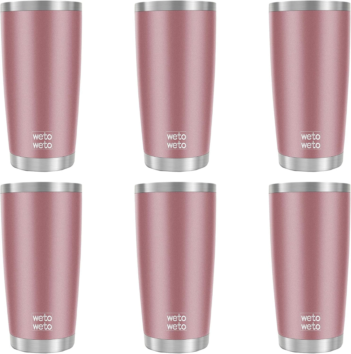 20oz Tumbler, Stainless Steel Vacuum Insulated Coffee Travel Mug, Double Wall Powder Coated Insulated Coffee Mug Travel Mug with Lid Thermal Cup for Outdoor, Stainless steel, 6 Pack