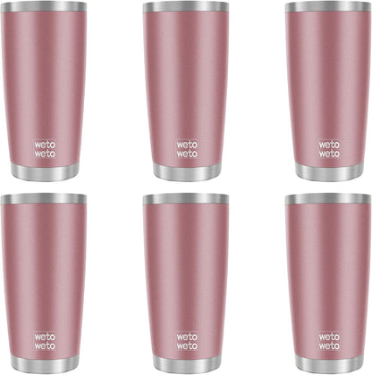 20oz Tumbler, Stainless Steel Vacuum Insulated Coffee Travel Mug, Double Wall Powder Coated Insulated Coffee Mug Travel Mug with Lid Thermal Cup for Outdoor, Stainless steel, 6 Pack