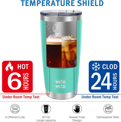 20oz Tumbler, Stainless Steel Vacuum Insulated Coffee Travel Mug, Double Wall Powder Coated Insulated Coffee Mug Travel Mug with Lid Thermal Cup for Outdoor, Stainless steel, 6 Pack