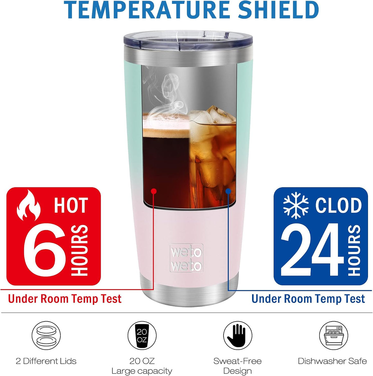 20oz Tumbler, Stainless Steel Vacuum Insulated Coffee Travel Mug, Double Wall Powder Coated Insulated Coffee Mug Travel Mug with Lid Thermal Cup for Outdoor, Stainless steel, 6 Pack