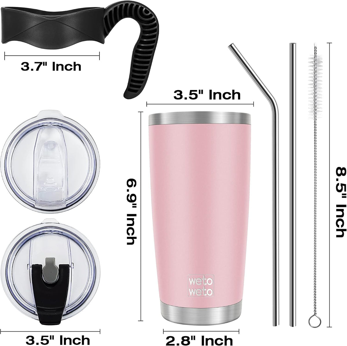 20oz Tumbler, Stainless Steel Vacuum Insulated Coffee Travel Mug, Double Wall Powder Coated Insulated Coffee Mug Travel Mug with Lid Thermal Cup for Outdoor, Stainless steel, 6 Pack