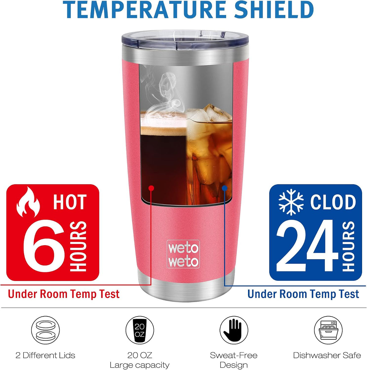 20oz Tumbler, Stainless Steel Vacuum Insulated Coffee Travel Mug, Double Wall Powder Coated Insulated Coffee Mug Travel Mug with Lid Thermal Cup for Outdoor, Stainless steel, 6 Pack