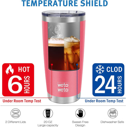20oz Tumbler, Stainless Steel Vacuum Insulated Coffee Travel Mug, Double Wall Powder Coated Insulated Coffee Mug Travel Mug with Lid Thermal Cup for Outdoor, Stainless steel, 6 Pack