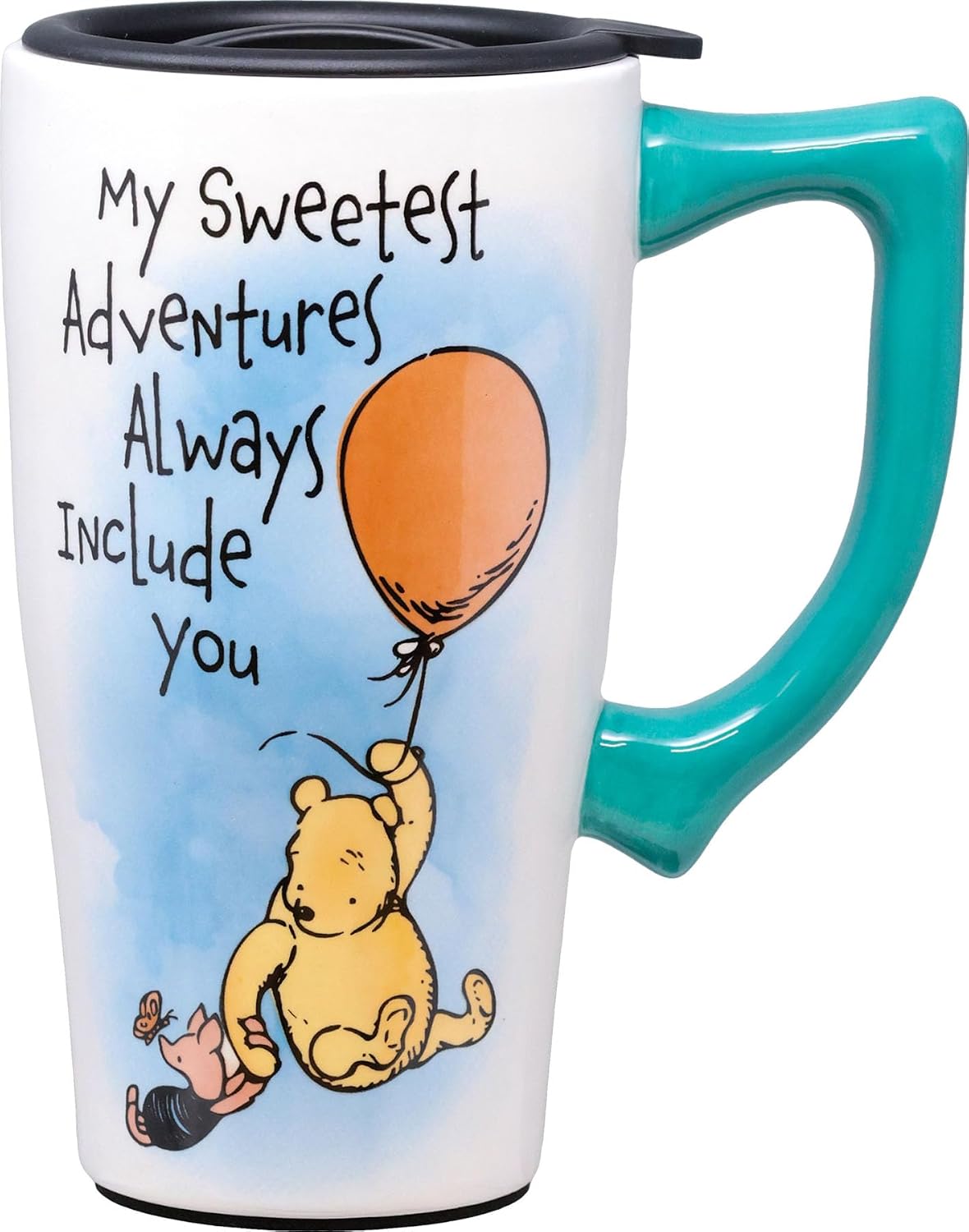 Snoopy Soccer Ceramic Travel Coffee Mug with Lid and Handle - Spill Proof Lid - Double Walled Mug for Hot and Cold Beverages - Microwave and Dishwasher Safe