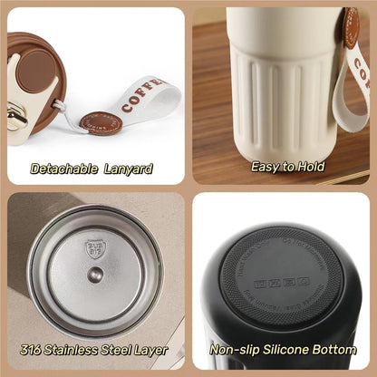 Stainless Steel Insulated Coffee Mug, Travel Coffee Cug,13.8ozWhite