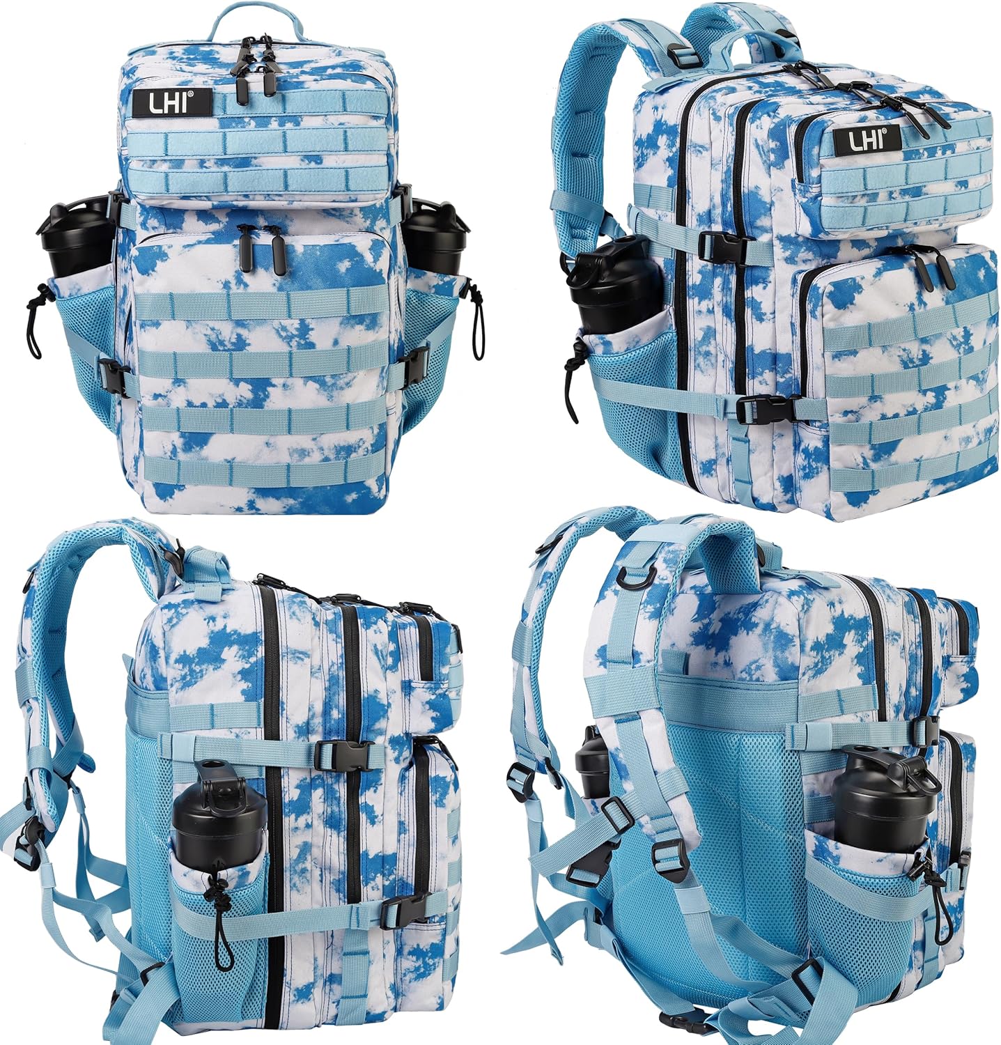 LHI Military Tactical Backpack for Men and Women 45L Army 3 Days Assault Pack Bag Large Rucksack with Molle System - Black - Colors B