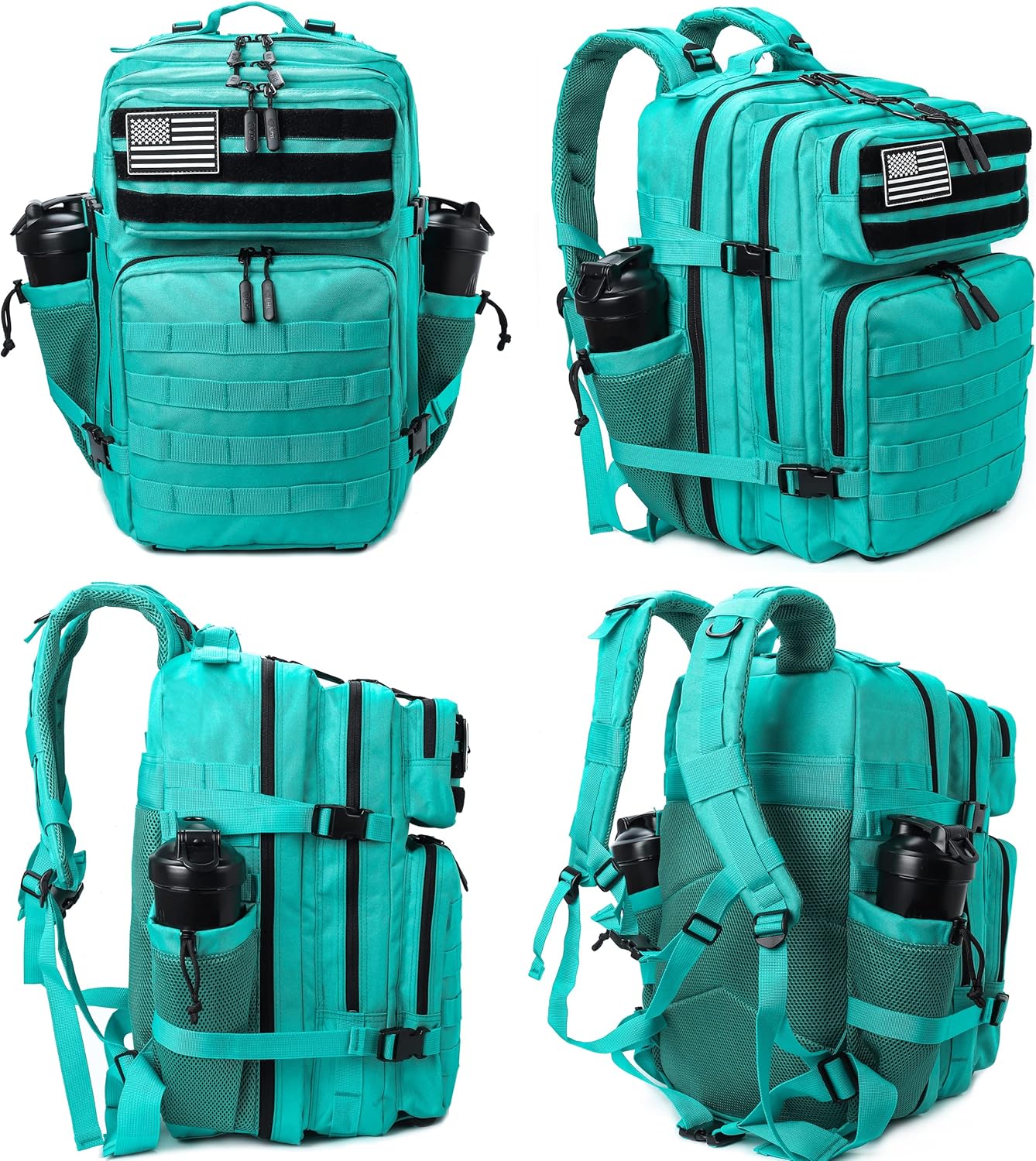 LHI Military Tactical Backpack for Men and Women 45L Army 3 Days Assault Pack Bag Large Rucksack with Molle System - Black - Colors B
