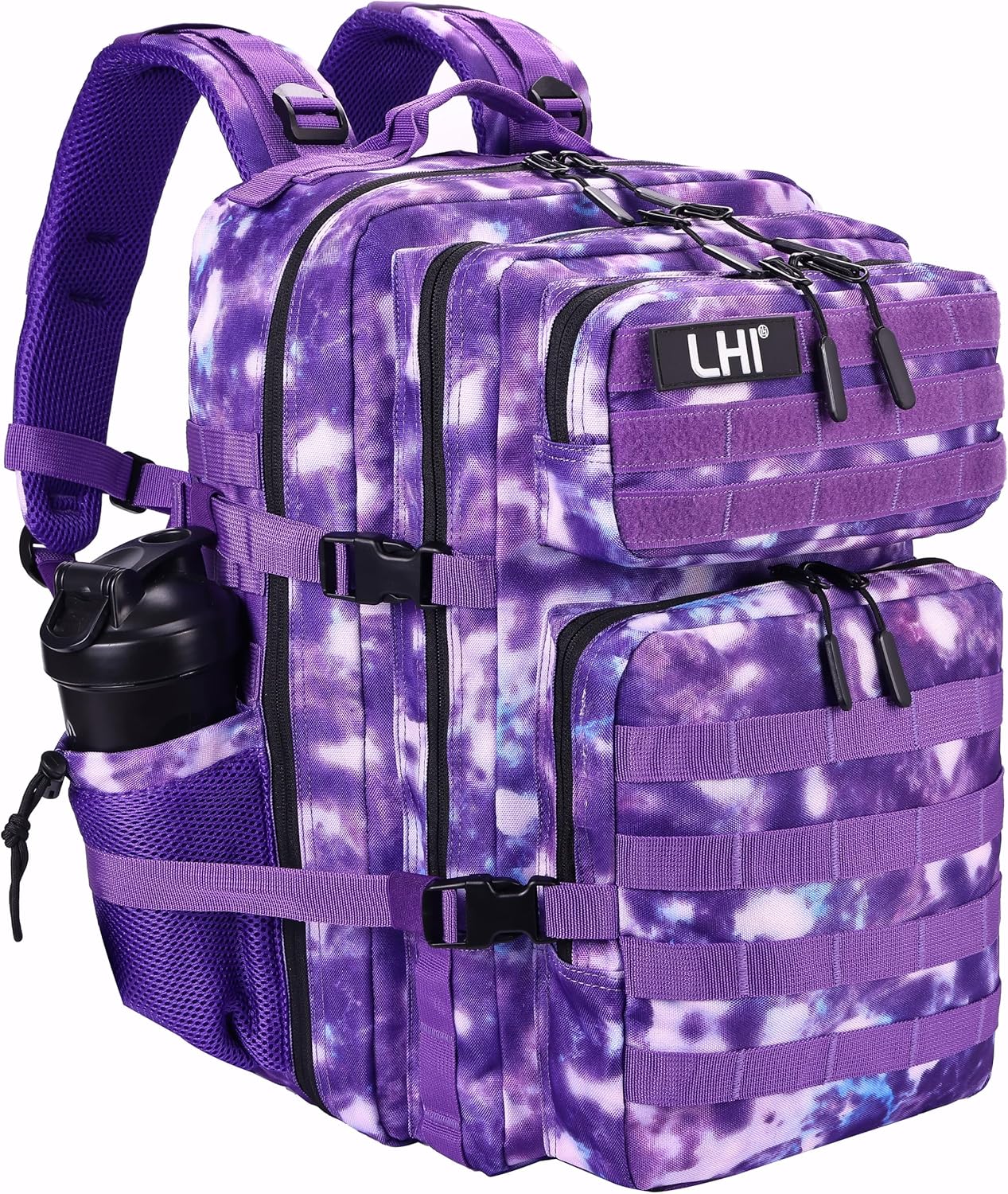 LHI Military Tactical Backpack for Men and Women 45L Army 3 Days Assault Pack Bag Large Rucksack with Molle System - Black - Colors A
