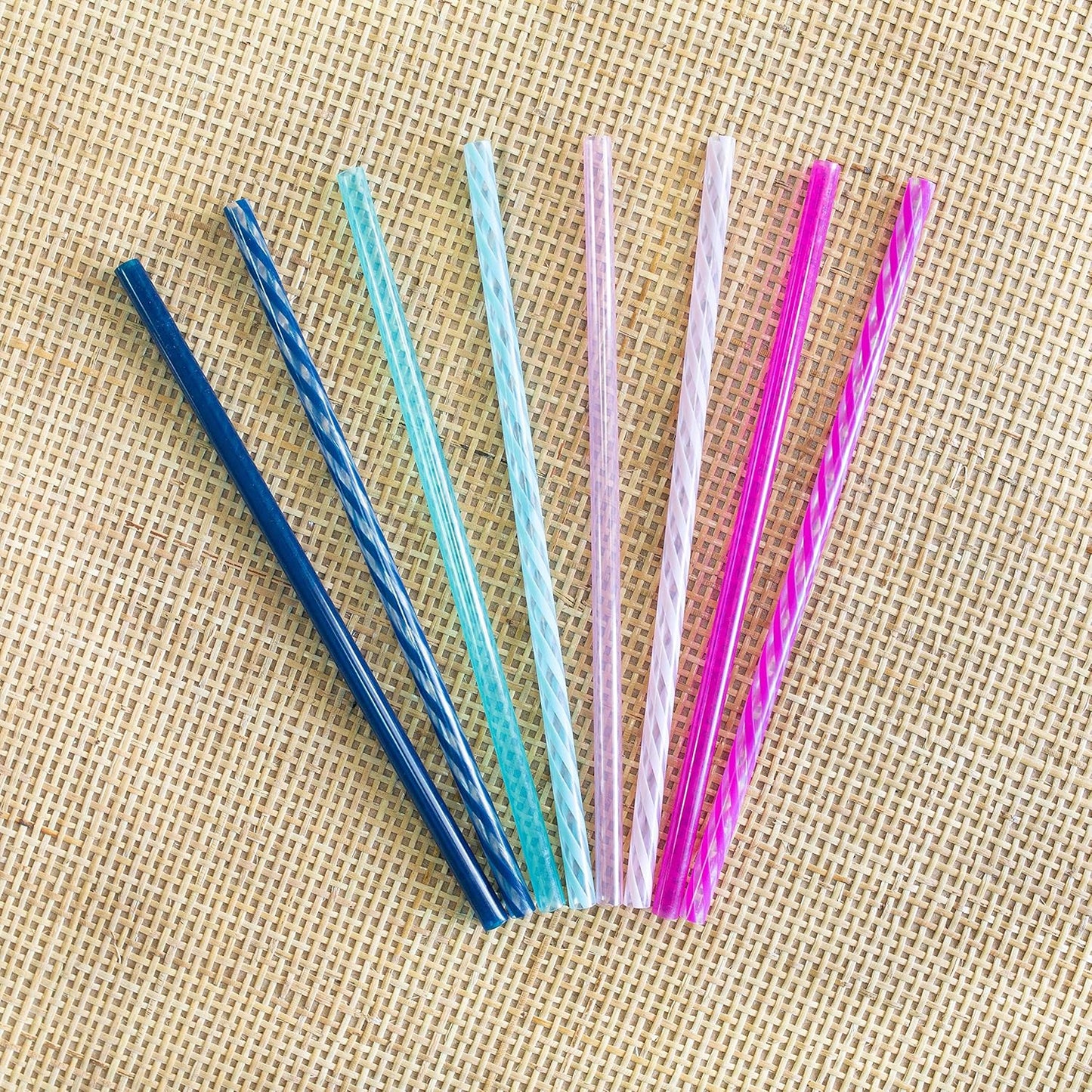 Ello Impact 8 Pack Reusable Plastic Straws, Dishwasher Safe, BPA-Free with Cleaning Brush,Rosewater
