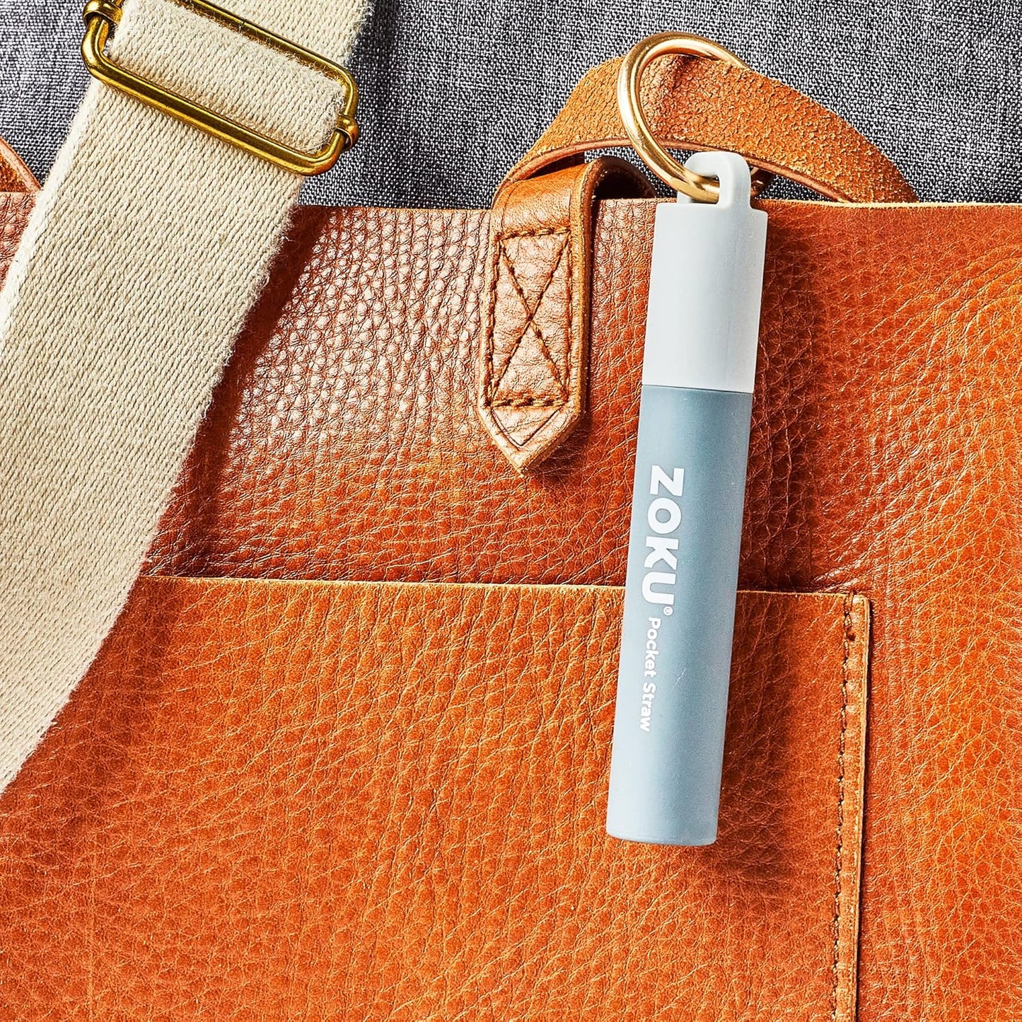 ZOKU Reusable Metal Straw with Case for Travel, Teal - Collapsible Stainless Steel Drinking Straw with Silicone Tip and Cleaner Brush, Ideal for Key Chains, Pockets, Purses