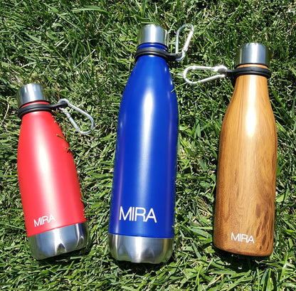 MIRA Durable Silicone Carrier with Carabiner Clip | Fits Any 12oz, 17oz and 25oz Cola Shaped Water Bottles for Outdoor Activities or Daily Use