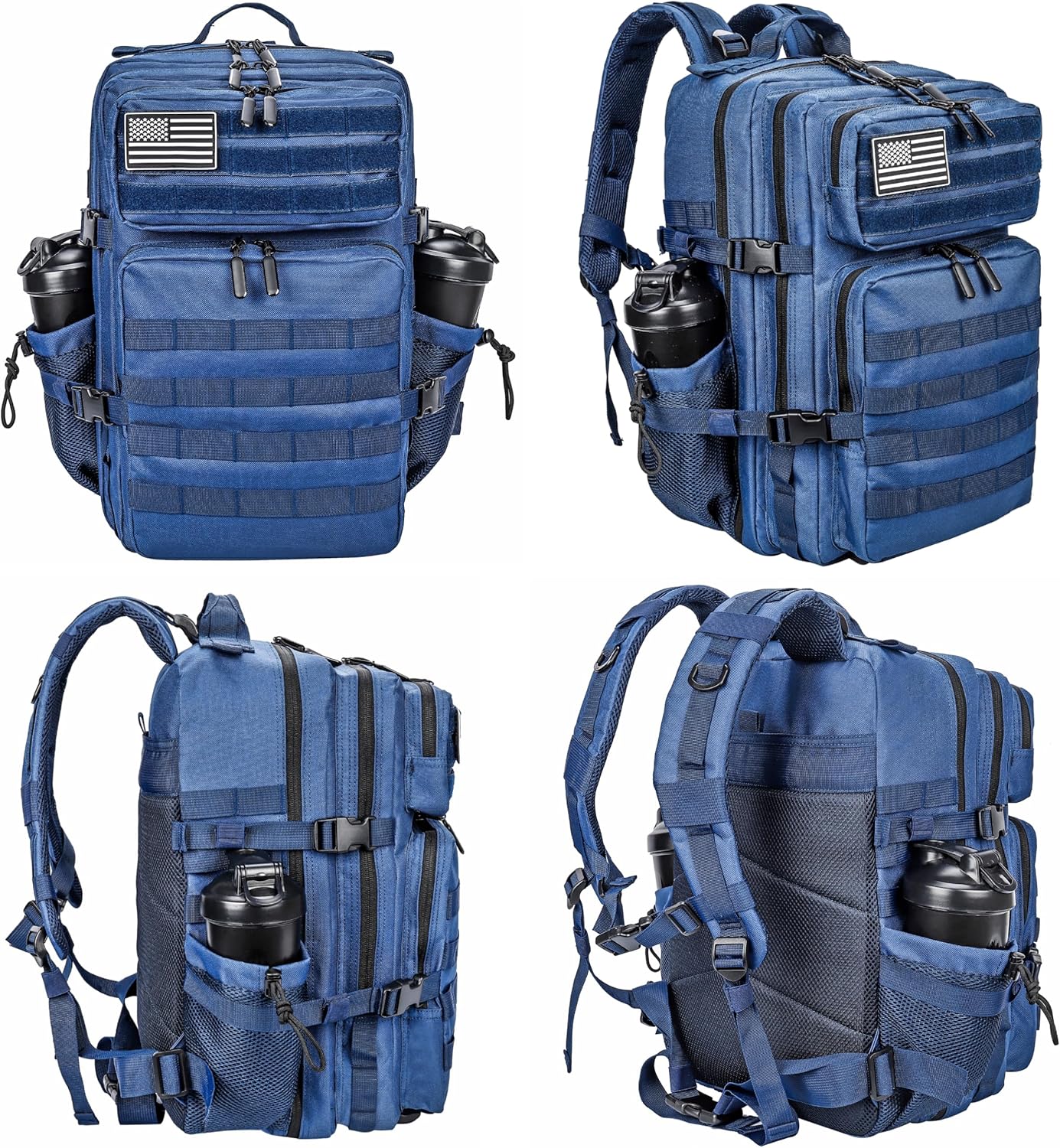 LHI Military Tactical Backpack for Men and Women 45L Army 3 Days Assault Pack Bag Large Rucksack with Molle System - Black - Colors B