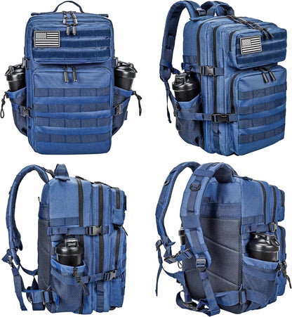 LHI Military Tactical Backpack for Men and Women 45L Army 3 Days Assault Pack Bag Large Rucksack with Molle System - Black - Colors B